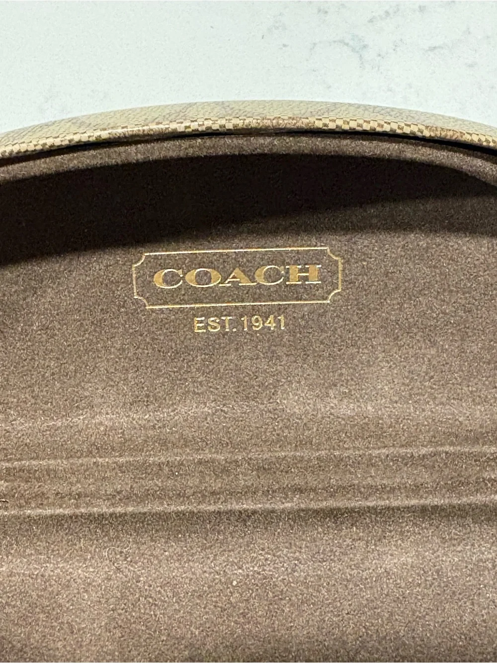 Coach Brown Signature C Monogram Eyeglass Case